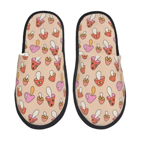 Balery 70s Mushroom Slient Indoor Furry Fleece Comfort House Shoes Soft Non-Slip Home Shoes Cotton slippers House Slippers-- Medium