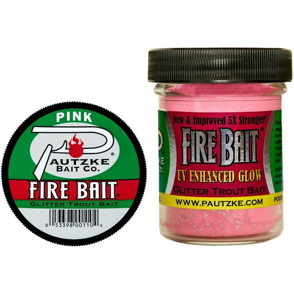 Pautzke PFBT/PNK Fire Bait Glitter Trout Bait, 1.5oz Pink, Fire Bait Glitter Trout Bait,