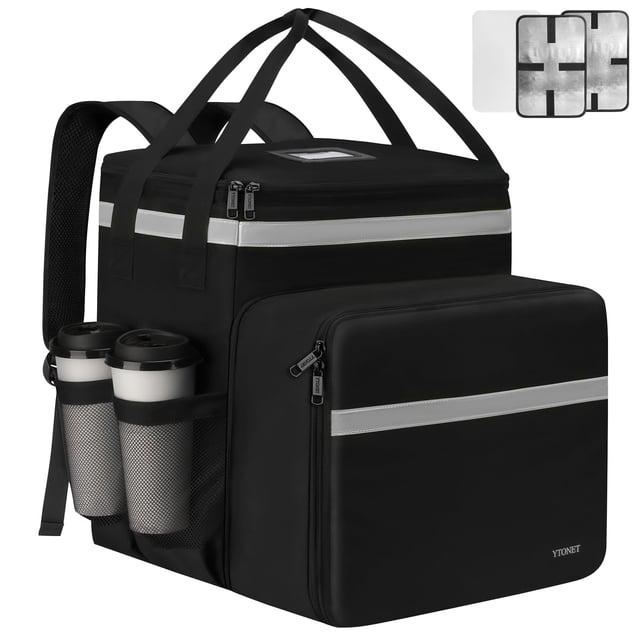 Mochila Ytonet para entrega de comida, ampliable, con 7 portavasos, color gris
