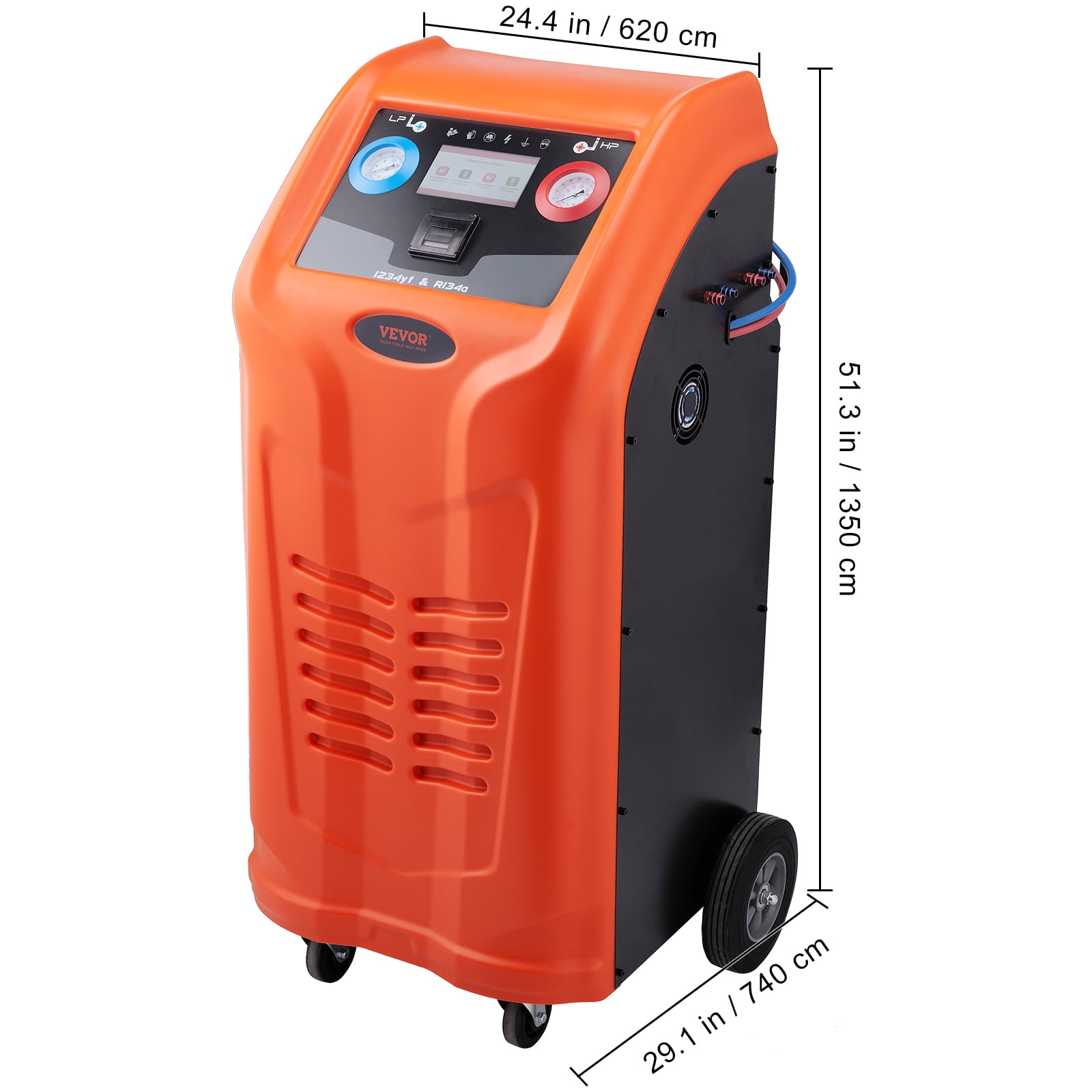 VEVOR Fully Automatic Refrigerant Recovery Machine for R134A+R1234YF - AC Recovery Machine Kit Built in Electronic Scale/Compressor/Recovery Tank, Recovery Machine HVAC Dual Cylinder
