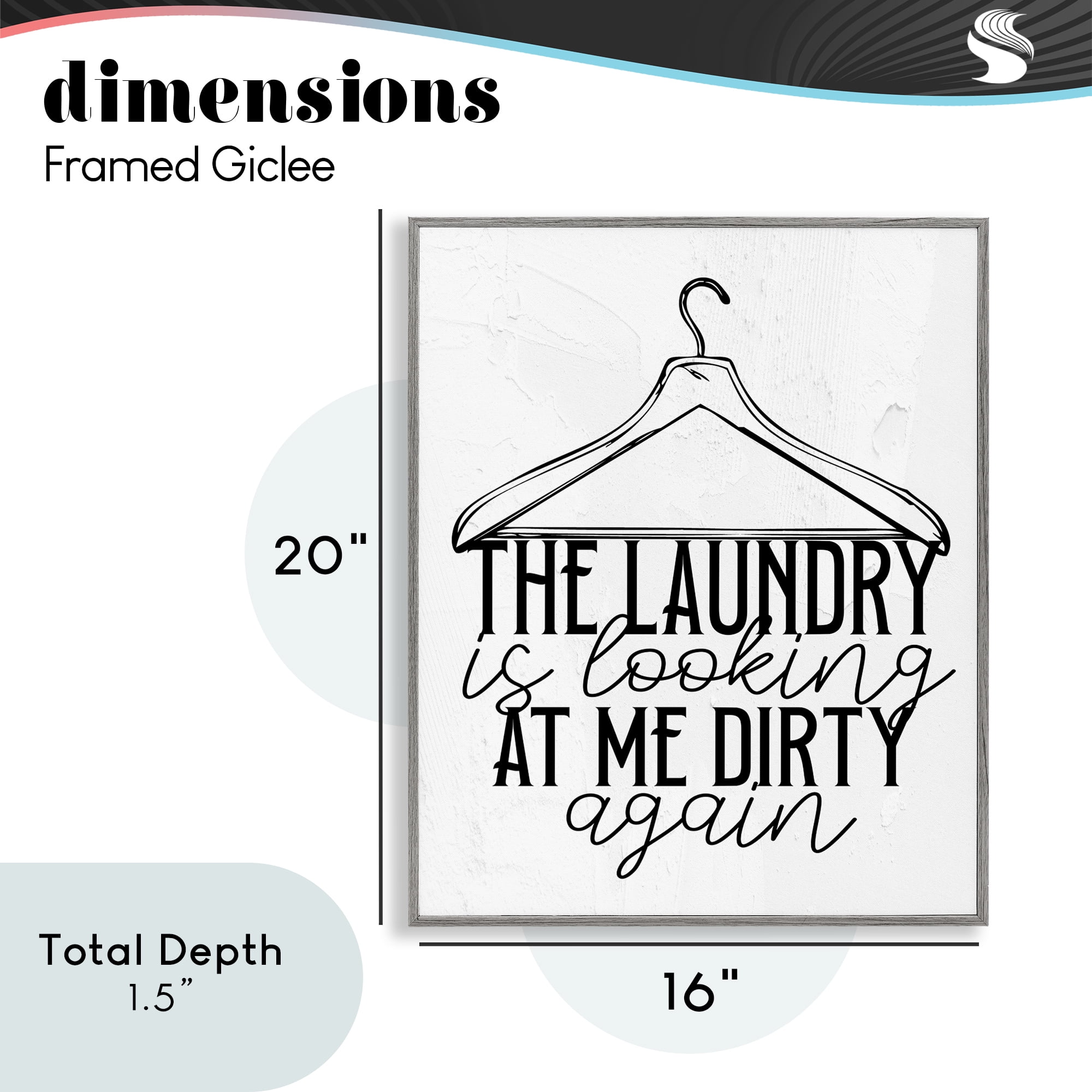 Laundry Is Looking At Me Dirty Gray Framed Giclee Art, design by Kim Allen