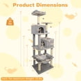 thumbnail image 2 of Costway 70" Cat Tree for Indoor Cats with Padded Top Perch, Dual Condos, Hammock, Platforms Light Gray, 2 of 10