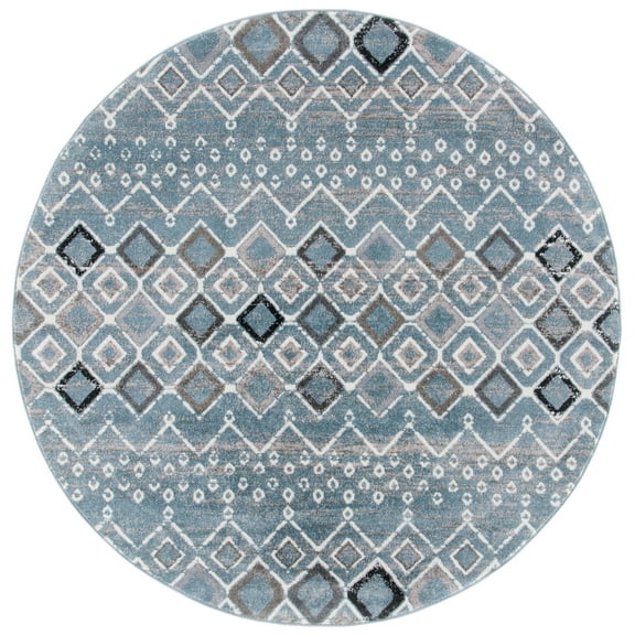 Safavieh Amsterdam Gladwin Geometric Area Rug, Blue/Ivory, 5'1" x 5'1" Round