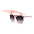 thumbnail image 1 of Womens Large Flip Up Visor Flat Top Horn Rim Plastic Sunglasses Pink Smoke, 1 of 4