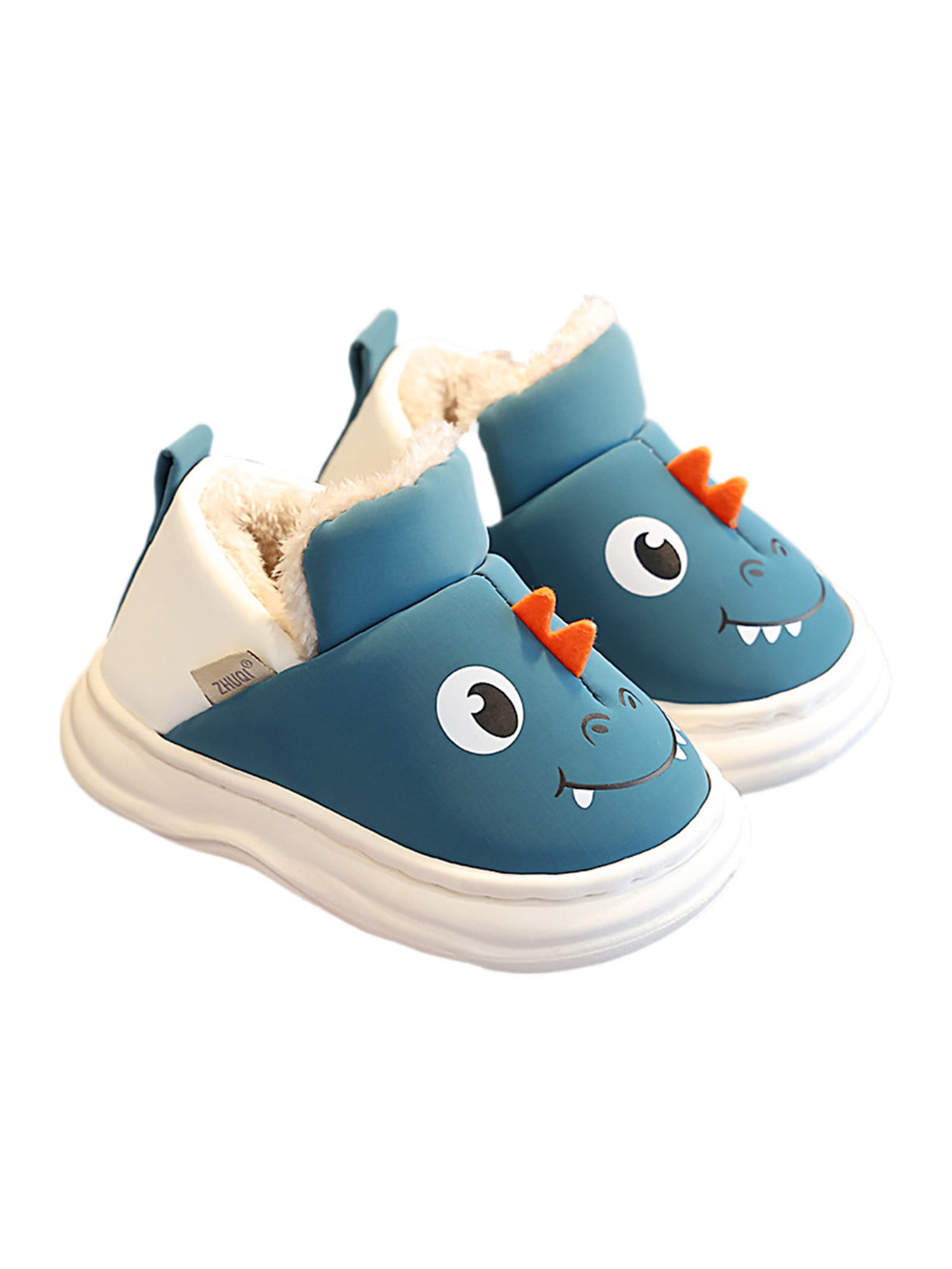 Daeful Girls Boys Fuzzy Slippers Fluffy Plush Slipper Cartoon Home Shoes  Breathable Anti-Slip Warm Casual Shoe House Blue 10C-11C 