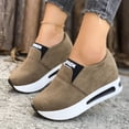 thumbnail image 2 of Suede Platform Loafers for Women Comfortable Wide Toe Box Slip On Orthopedic Walking Shoes Casual Non Slip Work Shoes Brown Size 6.5, 2 of 8