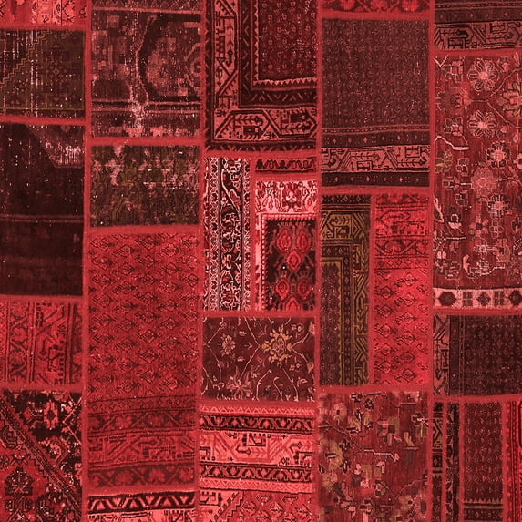 Ahgly Company Indoor Square Oriental Red Modern Area Rugs, 5' Square