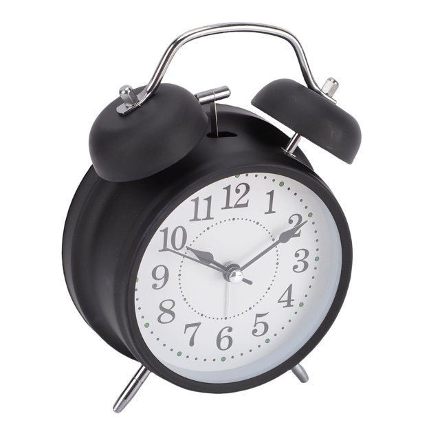 Despertador Metálico Con Campana, Reloj De Escritorio Metálico Con Movimiento Silencioso Y Suave Sonido De Despertador Y Luz Nocturna Para Dormitorio, Escritorio, Mesita De