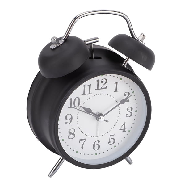 Despertador Metálico Con Campana, Reloj De Escritorio Metálico Con Movimiento Silencioso Y Suave Sonido De Despertador Y Luz Nocturna Para Dormitorio, Escritorio, Mesita De