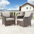 thumbnail image 6 of Gymojoy 3 Pieces Patio Furniture Set Outdoor Wicker Conversation Bistro Set Outdoor Patio Chairs with Tempered Glass Table,Beige, 6 of 10