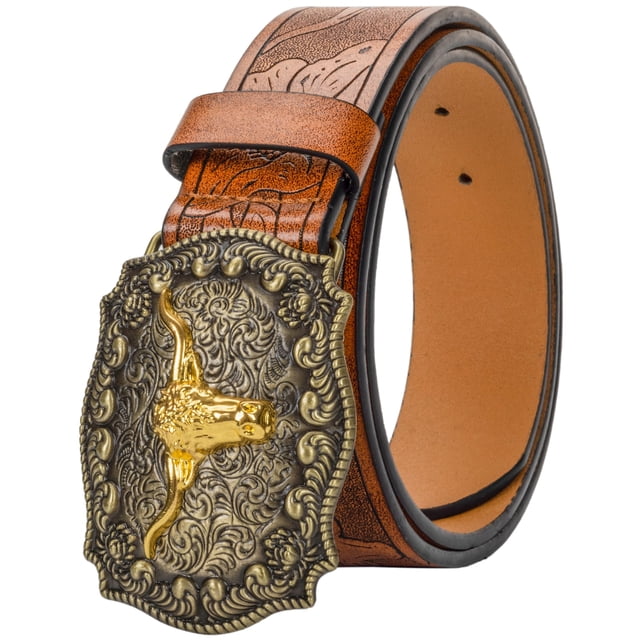 Cinturón con hebilla UTOWO Western de piel sintética Cowboy Cowgirl para hombre y mujer