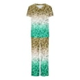 thumbnail image 1 of Ensemble de Blouses Médicales Dégradées pour Femmes Col en V Extensible et Pantalon Taille Élastique avec Multi-Poches Anti-Rides Doux Confort Manches Courtes Uniforme de Travail Infirmier Vert, 1 of 4