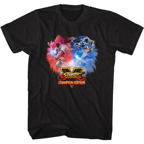 Street Fighter Champion Black Adult T-Shirt