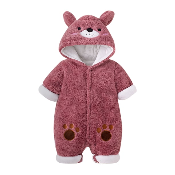 Gibobby Chamarra de invierno para niños y niñasRecién Nacido bebé niña niño lindo Animal manga larga dibujos animados orejas polar con capucha botón cáli(Morado, 12-18 Meses)