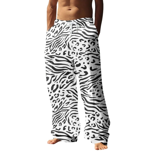 WEAIXIMIUNG Salopette d'Hiver pour Hommes Isolée Mode Décontractée Numérique 3D Imprimé Léopard Pantalon Droit Décontracté Style Trois