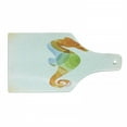 thumbnail image 1 of Animal Cutting Board, Silhouette of Sea Creature with Coral Reef Patterns Inside Aquarium Print, Decorative Tempered Glass Cutting and Serving Board, Wine Bottle Shape, Orange Green, by Ambesonne, 1 of 1