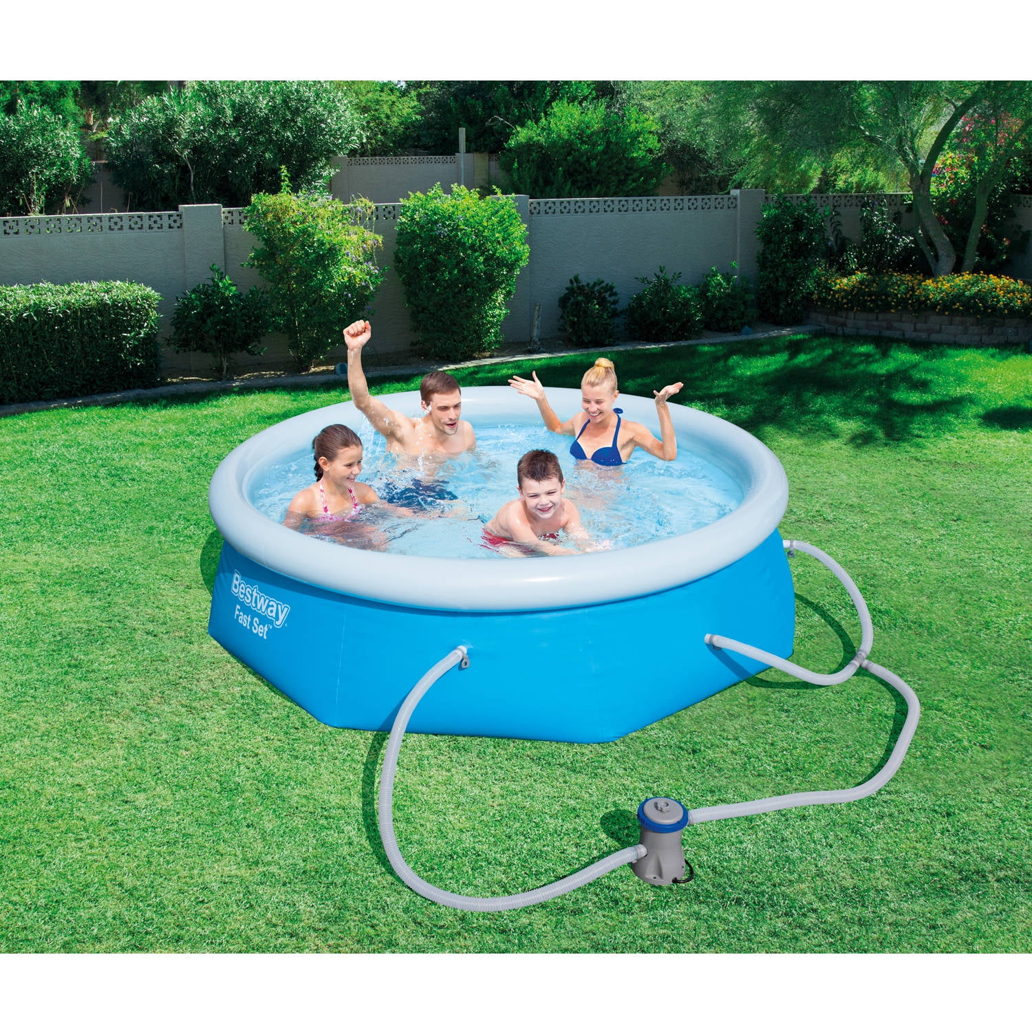 Bestway Fast Set Swimming Pool Set with Pump, Ladder and Cover (Multiple Sizes)