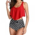 thumbnail image 1 of CNKOO Women‘s High Neck Two Piece Bathing Suits Top Ruffled High Waist Swimsuit Tankini Bikini Sets, 1 of 8