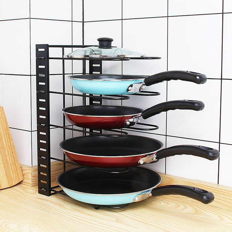 Organizador de estantes de ollas para armario, organizador de ollas y  sartenes con 3 métodos de bricolaje 8 neumáticos organizador de  almacenamiento de ollas de Pan de cocina ajustable 