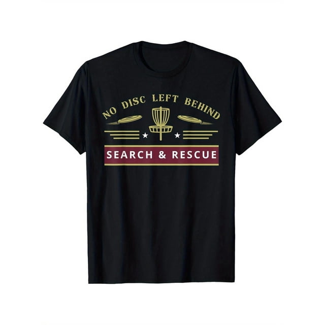 MenS Search & Rescue Disc Golf T-Shirt - 100%, Lightweight, Breathable, Black Crew Neck with Unique Graphic Design, Sizes S-X