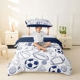 thumbnail image 2 of Castle Fairy Sport Soccer Football Basketball Twin Duvet Cover, Vintage Ball Game Twin Bedding, White Navy Blue,Navy Blue Reversible,2pcs,1 Duvet Cover and 1 Pillowcase, 2 of 6