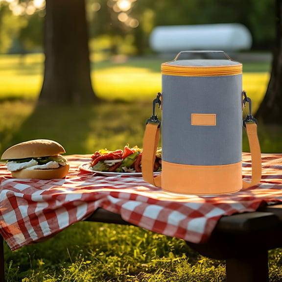 JGJJUGN Cylinder Lunch Box Insulation Bag - Thicken Aluminum Foil, Spacious & Stylish, for Office Workers & Outdoor Activities