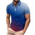 thumbnail image 2 of Nebwoak Polo Shirts for Men with Zipper- Casual Fashion Gradient Short Sleeve T Shirt Blue Size L, 2 of 5