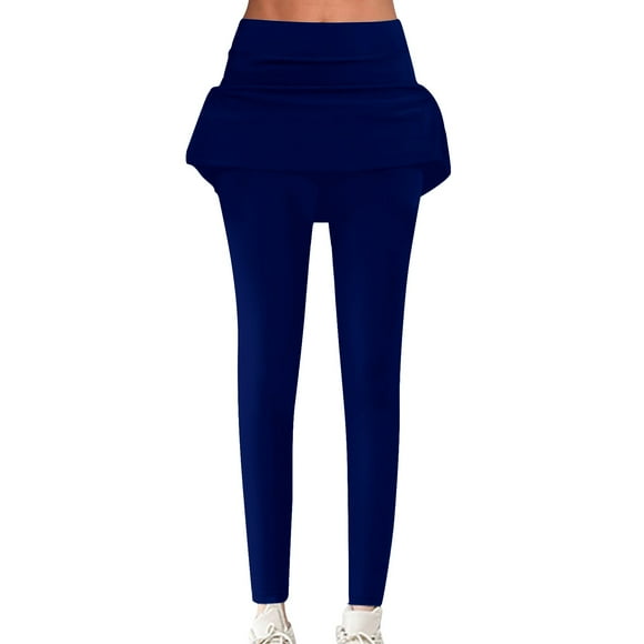 HOT SALE!!Yoga Pants Women 2025 New Skirted Leggings for Women High Waisted Tennis Yoga Leggings Skorts Skirts Full Length Leggings Skirt A Line Skirt Dark Blue Xl