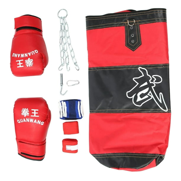Saco de arena de boxeo duradero, saco de boxeo vacío, guantes, vendaje de mano y gancho de cadena para colgar. Los 80cm