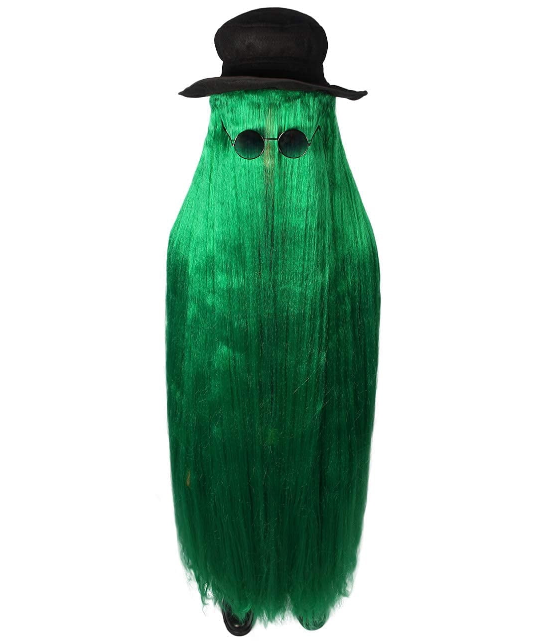 HPO Adult Unisex Cousin Itt Dapper Creature Halloween Costume Wig, Soft Synthetic Fiber, Green