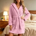 thumbnail image 2 of Womens Long Fleece Robe Warm Soft Floor Length Flannel Bathrobes for Winter Thicker Long House Coat with Pockets Pink XL(XL), 2 of 7