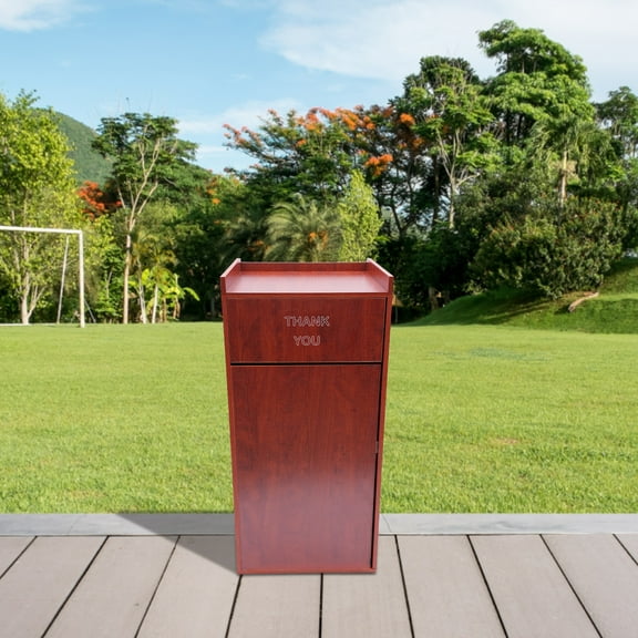 Brown Wooden Trash Can With Door 44*22*22 Inches Garbage Cabinet With Storage Basket Used In Homes And Hotels