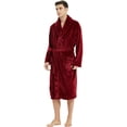 thumbnail image 5 of U2SKIIN Mens Fleece Robe, Soft Warm Long Plush Shawl Collar Fleece Bathrobe(Dark Red, L-XL), 5 of 6