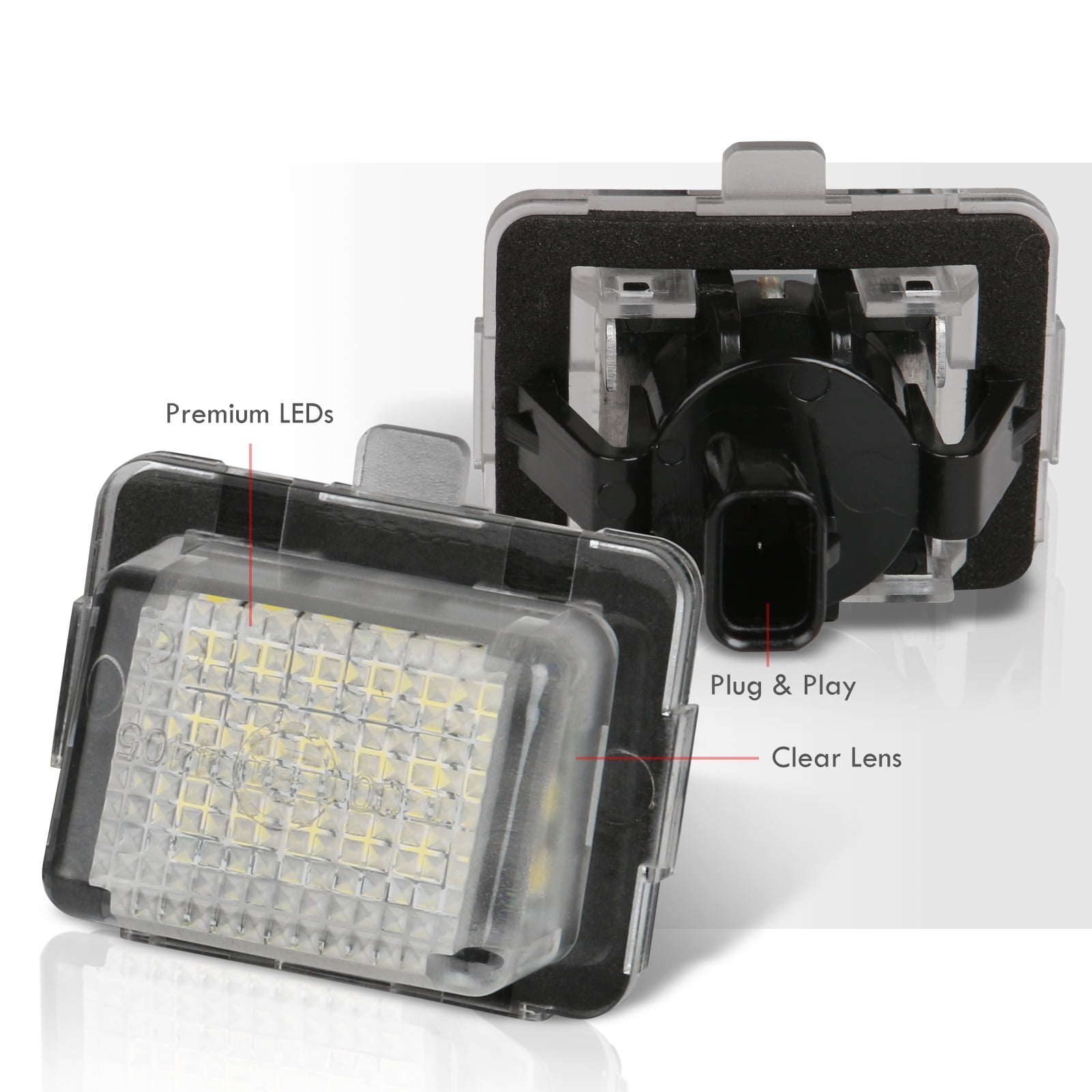 AJP Distributors Full LED License Plate Lights Bumper Lamps Tag Assembly Set Compatible/Replacement For Mercedes Benz C E S CL SL CLA CLS Class C63 E63 AMG W204 W205 C216 W218 C117 W212 W213 W221 W222