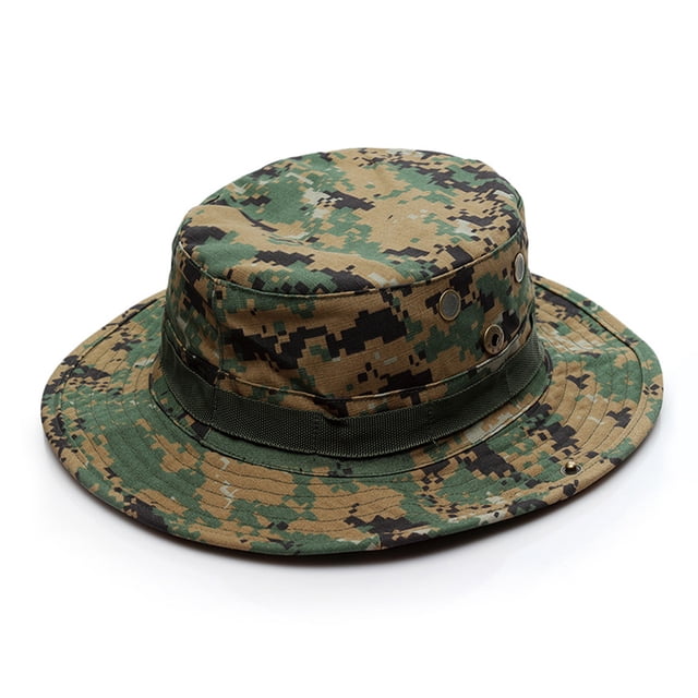 Bucket Hats Male Female Neutral Summer Camouflage Bucket Hats Adjustable Rope Button Fisherman Hat Bucket Hats