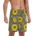thumbnail image 2 of Sikiie Sunflowers On Black And White Stripes Mens Pajama Shorts, Lightweight Lounge Pant with Pockets Soft Sleep Pj Shorts for MenLarge, 2 of 6