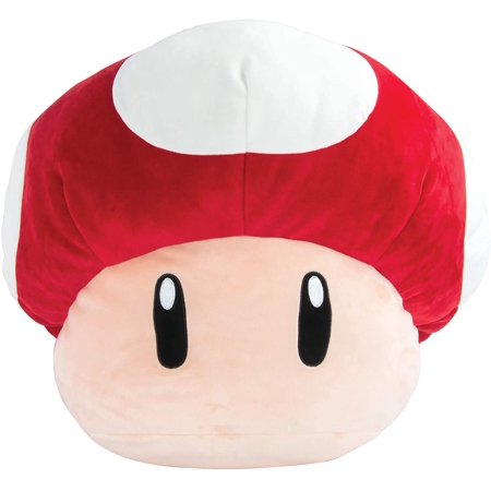 Super Mario Jumbo Mushroom Plush Toy for Kids, Red, 24-Inch