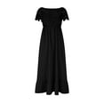 thumbnail image 4 of Flowy Dresses For Women Sevevn Women's Summer Short Dresses Short Sleeve Solid Color Loose Off-Shoulder Midi Dress Casual Dresses For Women, 4 of 6