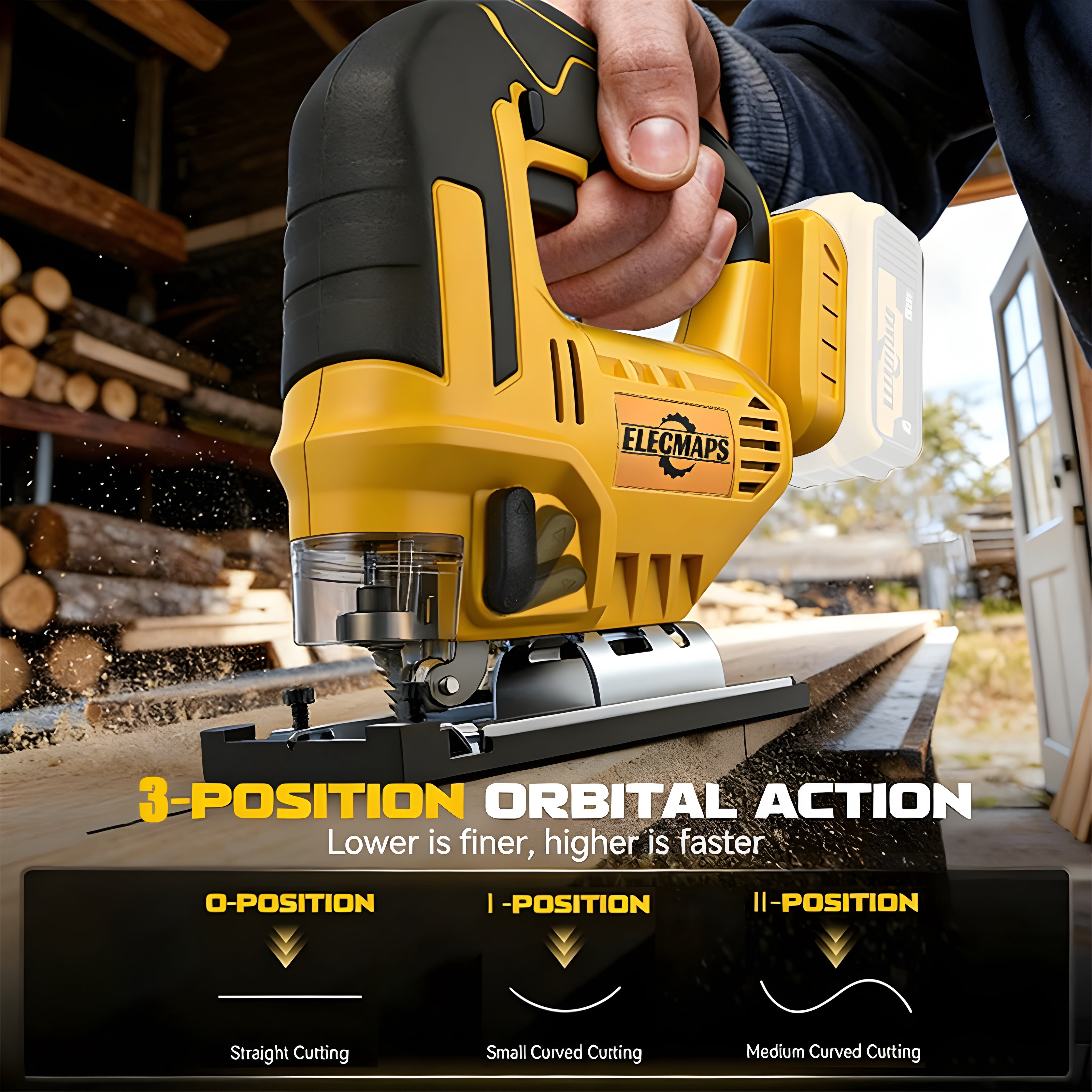 ELECMAPS 750W Cordless Jigsaw Power Saw 2700 SPM, Multi Tool Heads Included, For Wood Metal PVC Cutting, DIY Home Improvement & Professional Use, Compatible with Dewalt 20V Batteries (Tool Only)