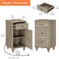 thumbnail image 3 of YANGLI Set of 2 End Table with Charging Station, Wood Nightstands with Drawer & Storage Cabinet, Modern Side Tables Living Room Set of 2, Farmhouse Bedside for Bedroom, Wash Grey, 3 of 6