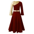 thumbnail image 5 of YONGHS Kids Girls Lyrical Dance Dress for Church Worship Praisewear Red 4, 5 of 7