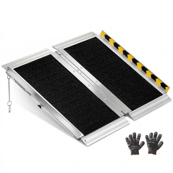 VEVOR Portable Wheelchair Ramp, 2FT, Non-Slip Aluminum Folding Handicap Ramp for Wheelchair, 800 lbs Capacity, Door Threshold Ramps for Home Steps, Stairs, Entry, Threshold, Doorways, Scooter, Curbs