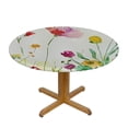 thumbnail image 3 of WYYP Flowers Round Table Cover with Elastic Edge 100% Polyester Fiber Tablecloth White, 3 of 8