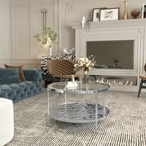 Clihome 31.5" Stainless Steel Coffee Table 2-Tier Round Side Table