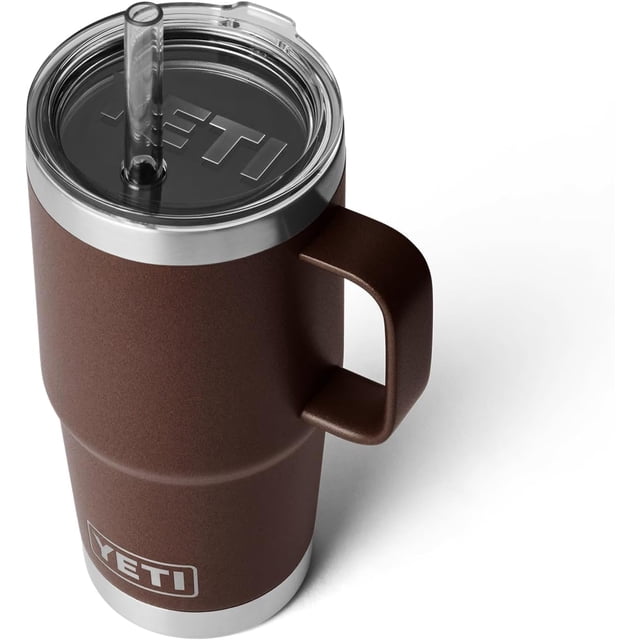 YETI Rambler Tasse en Paille 25 oz, Isolée sous Vide, Acier Inoxydable, Brun Terres Humides