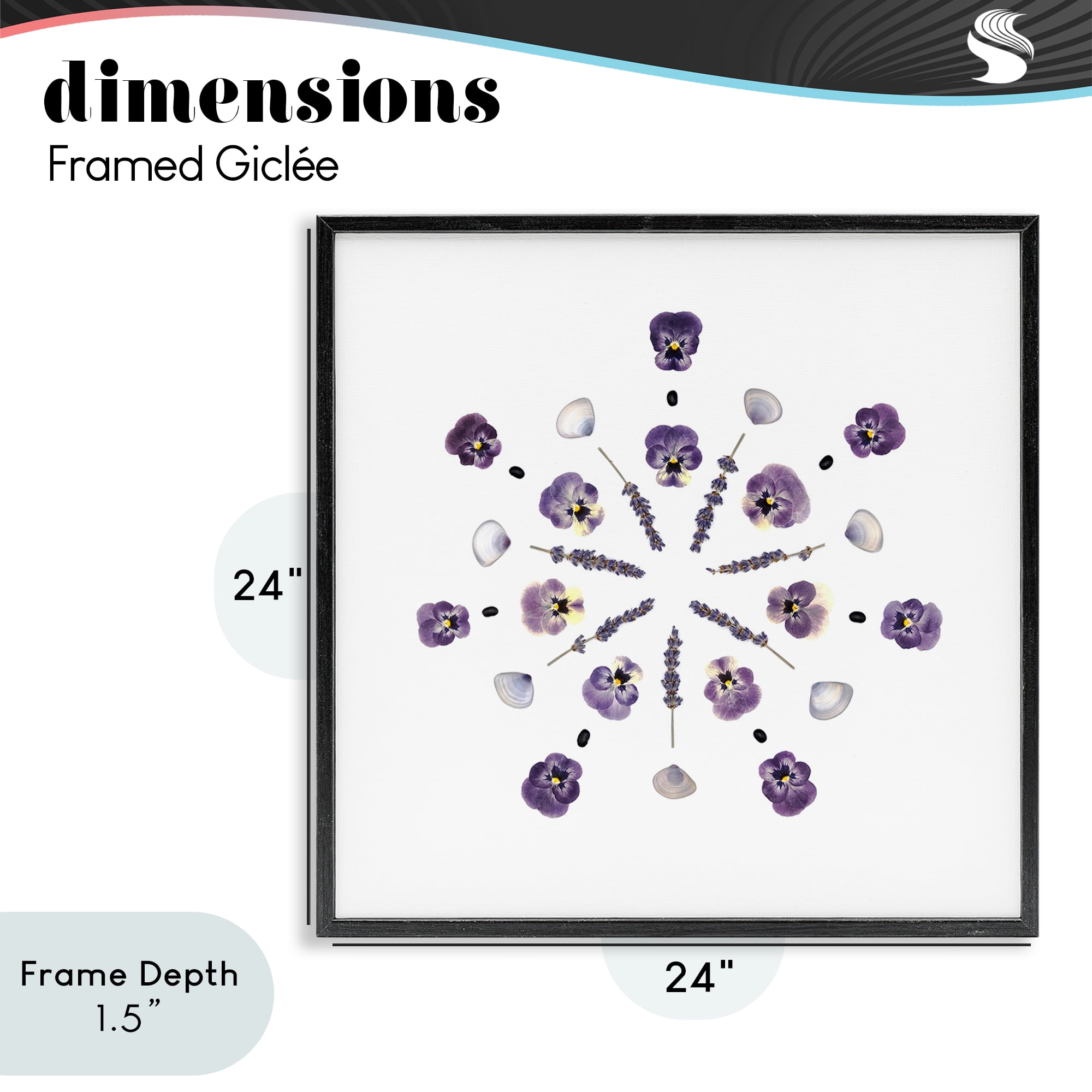 Stupell Industries Pansies & Lavender Symmetry Black Framed Giclee Art, design by Beth Adoette