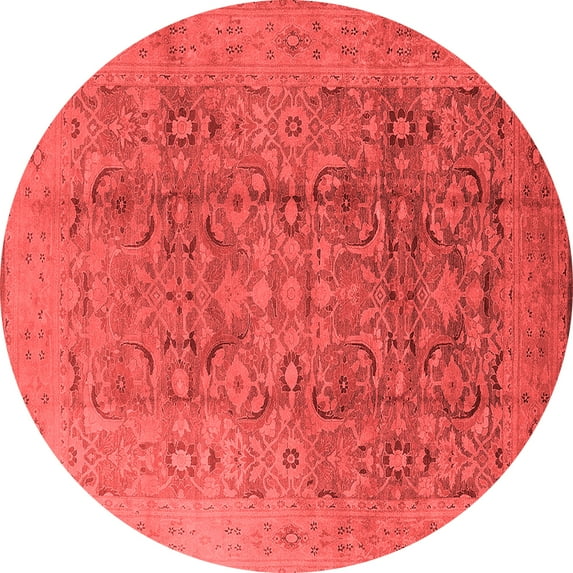 Ahgly Company Indoor Round Oriental Red Industrial Area Rugs, 5' Round
