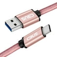 thumbnail image 3 of CBUS 3ft Heavy-Duty Braided Fast Charging Cable USB-C to USB-A for Samsung, Motorola, TCL, BLU, Nokia (Pink Rose Gold), 3 of 5