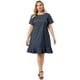 thumbnail image 3 of Vestido de mujer de talgrande con dobladillo con volantes Chambray Casual mancorvestidos Azul oscuro 3X, 3 of 7