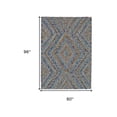 thumbnail image 5 of HomeRoots 511567 5 x 8 ft. Blue Brown & Orange Wool Geometric Hand Tufted Handmade Stain Resistant Rectangle Area Rug, 5 of 5